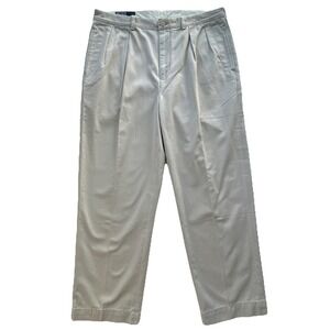 Polo Ralph Lauren Andrew Pant Mens 36x29 Khaki Beige Pleated Chino Classic